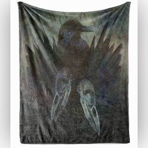Ambesonne Black and Gray Raven Throw Blanket